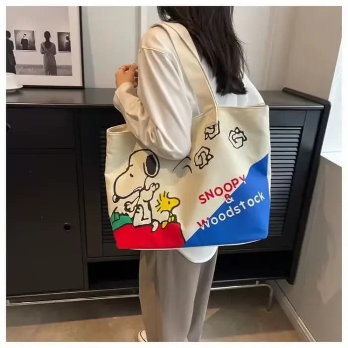 Snoopy Girl nouveau dessin animé mignon mode polyvalent voyage décontracté léger grande capacité stockage épaule Portable sac en toile