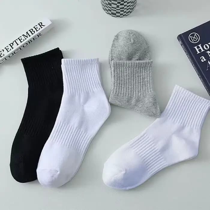 10/20/30 paires neutre couleur unie mi-mollet col rond chaussettes printemps automne absorbant la sueur respirant