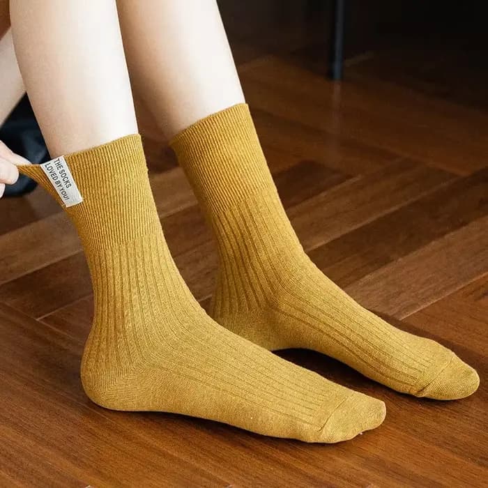 Chaussettes hautes pour filles du lycée, mode japonaise et coréenne, couleur unie, blanc, kaki, Beige, chaussettes amples, tricotées en coton, longues pour femmes
