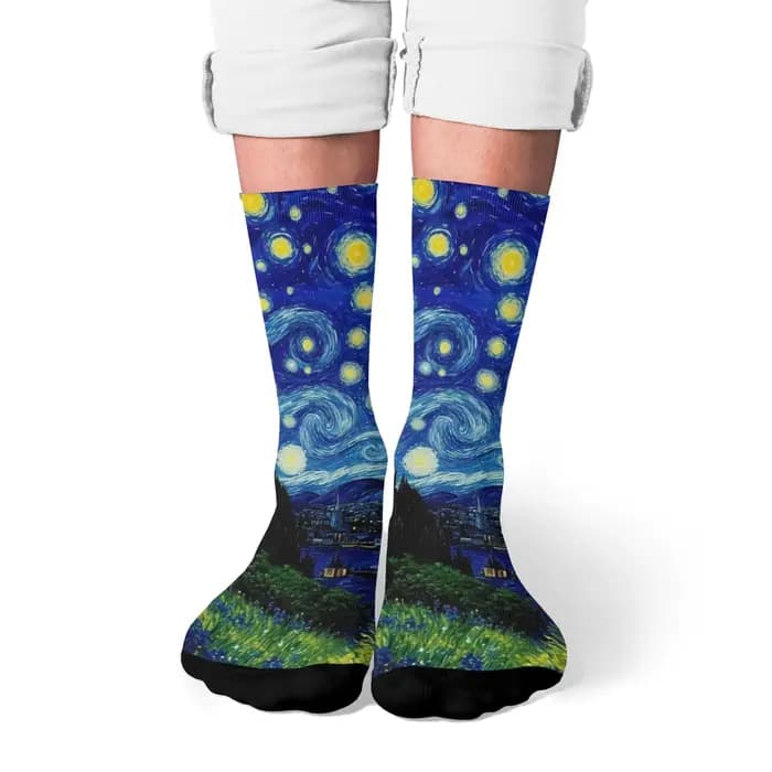 Van Gogh style nuit étoilée chaussettes pour hommes