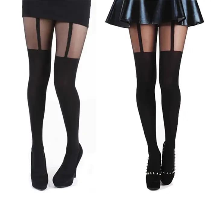 Collants noirs sexy pour femmes, effet porte-jarretelles, au-dessus du genou, nouvelle mode, pour soirées et clubs, cadeaux