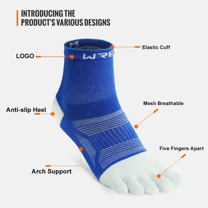 WRELS 1/2/3 paires de chaussettes à cinq doigts pour la course