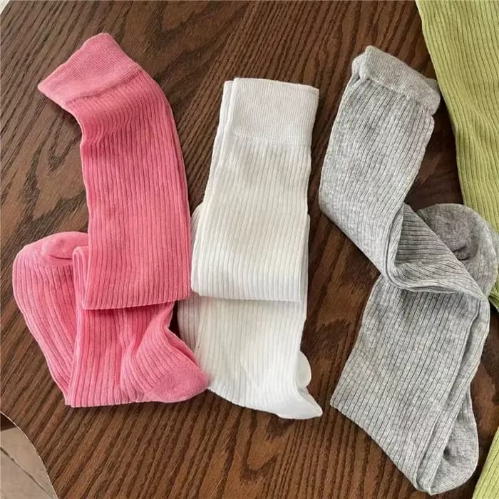 Femmes fines longues chaussettes botte solide cuisse bas maigre décontracté coton sur genou-haut moelleux femme longue
