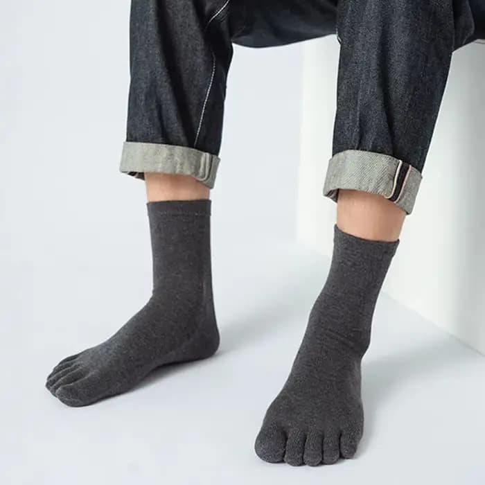 Chaussettes courtes cinq doigts en coton pour homme