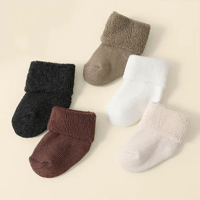 5 paire/ensemble hiver épaissir chaud bébé chaussettes couleur unie nouveau-né