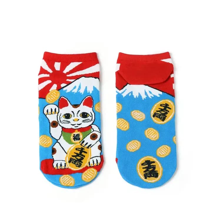 Chaussettes en coton de dessin animé pour femmes, chat chanceux, chatons mignons, chaussettes courtes, mode japonaise, pantoufles créatives et drôles, nouveau