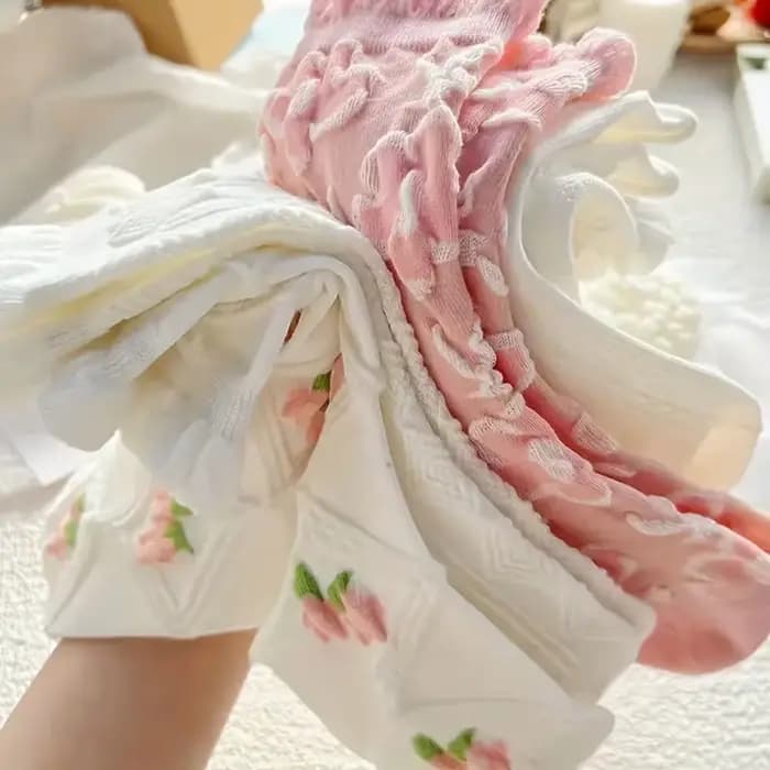 Lolitajk-Chaussettes mi-tube en dentelle à volants pour femmes