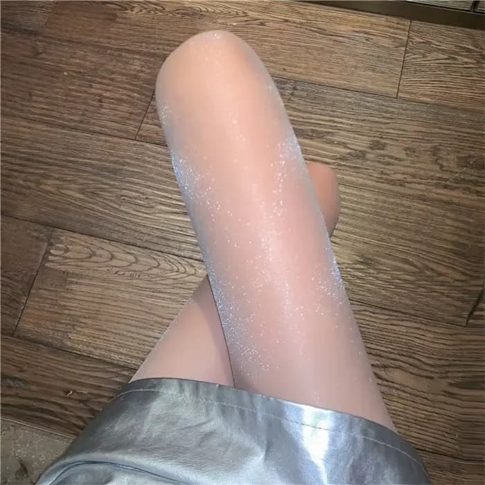 Chaussettes noires en dentelle scintillante pour femmes