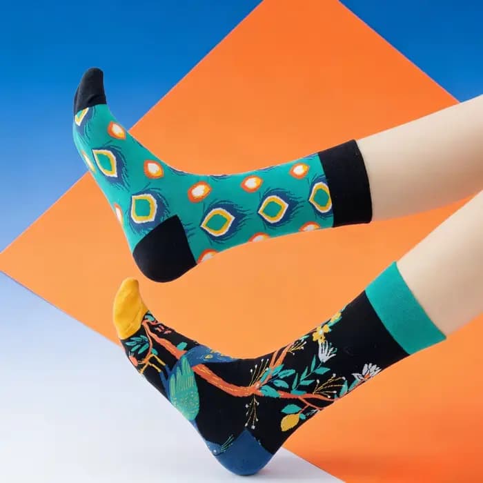 Chaussettes mi-mollet d'inspiration rétro avec motif paon AB