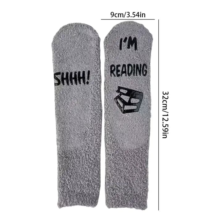 1 paire de chaussettes de sol sur le thème du livre - "Shh! Je lisends"