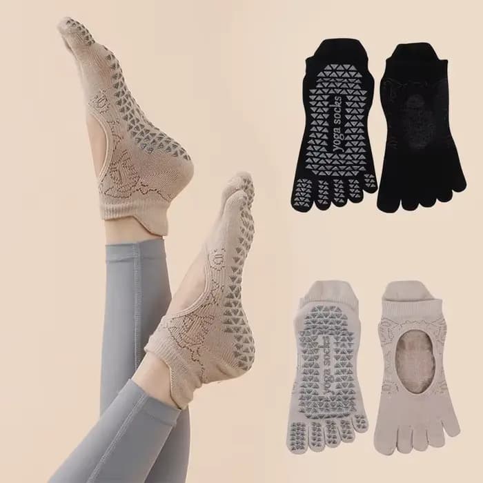 Chaussettes de yoga coordonnantes à cinq doigts pour femmes