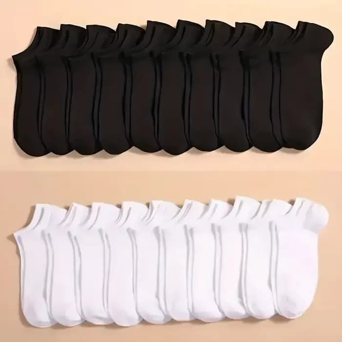 10 ou 20 ou 40 paires unisexe solide coton chaussettes hommes femmes coupe basse cheville chaussettes en vrac noir blanc gris chaussettes doux léger