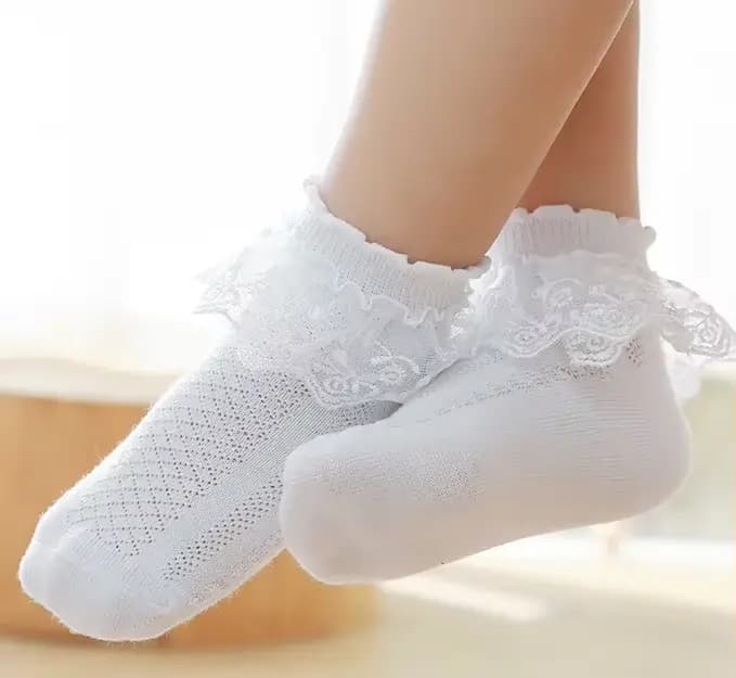 Chaussettes Courtes en Coton et Dentelle pour Petite Fille