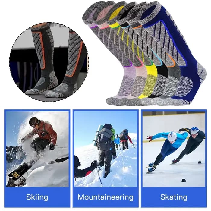 1 paire de chaussettes de Ski en laine mérinos, thermiques, hautes, pour l'hiver, pour Snowboard, Sport, pour hommes et femmes, chasse
