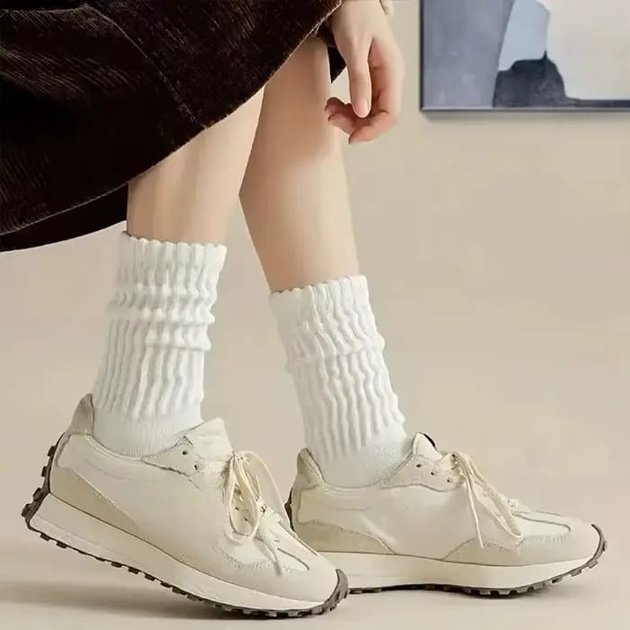 6 paires de chaussettes mi-mollet pour femme, automne-hiver, tendance, simples, couleur unie, chaudes, confortables, décontractées, chaussettes tricotées superposées