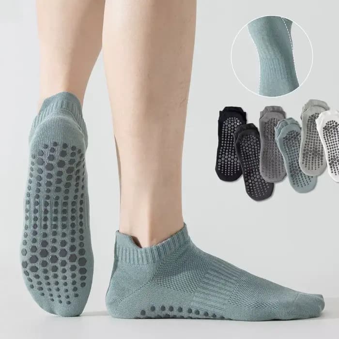 Chaussettes de Yoga hommes coton mince Silicone poignée antidérapante Pilates chaussette à cheville basse