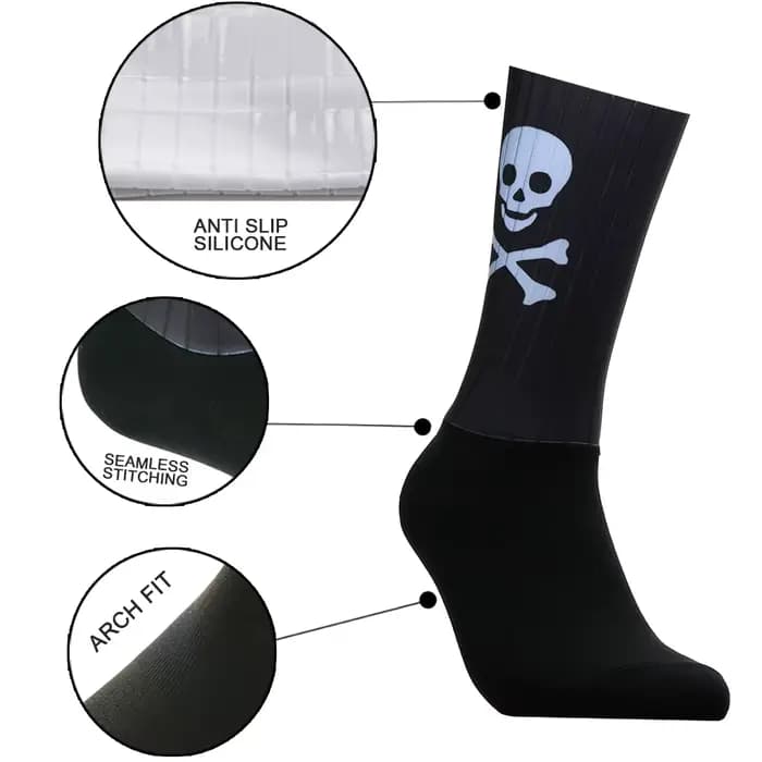 Chaussettes 2025 cyclisme nouveau crâne sport Aero Silicone antidérapant Pro extérieur nouvelles