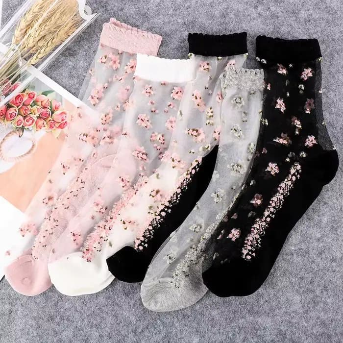 Chaussettes bateau transparentes en jacquard à nœuds