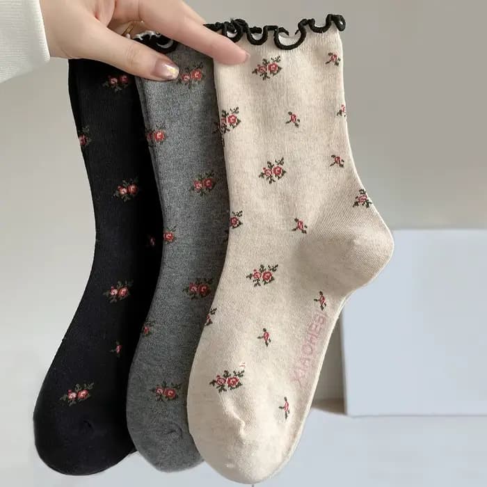 Femmes chaussettes rétro Style coréen automne nouvelle mode filles froufrous à volants