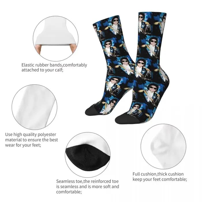 Michael 1984 Grammys Jackson Pop Art Portrait chaussettes Harajuku bas toutes saisons