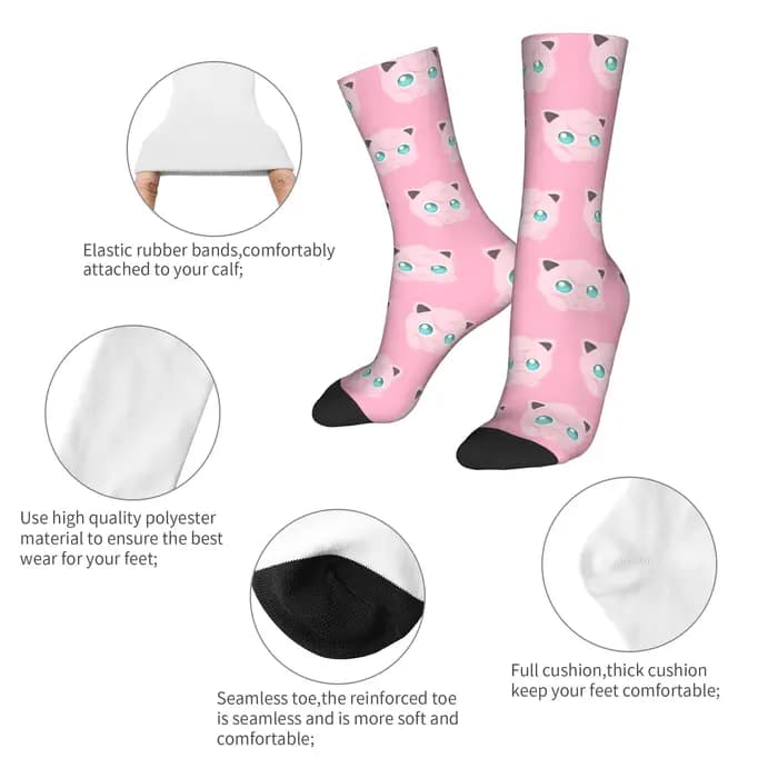 Femmes hommes chaussettes Jigglypuff bas automne drôle moyen doux