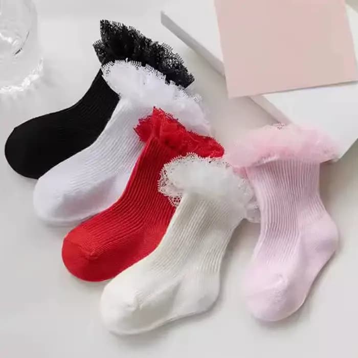 Chaussettes pour bébé fille 0-12 mois 5 paires - Dentelle Princesse Printemps Automne pour tout-petits