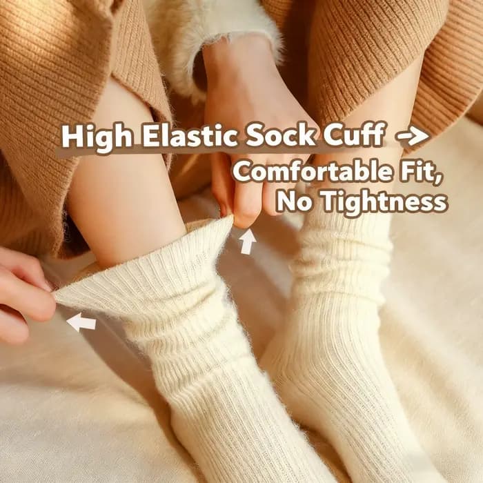Femmes laine chaussettes chaud hiver épais cachemire flou décontracté couleur unie confortable maison chaussette doux longue thermique de haute qualité