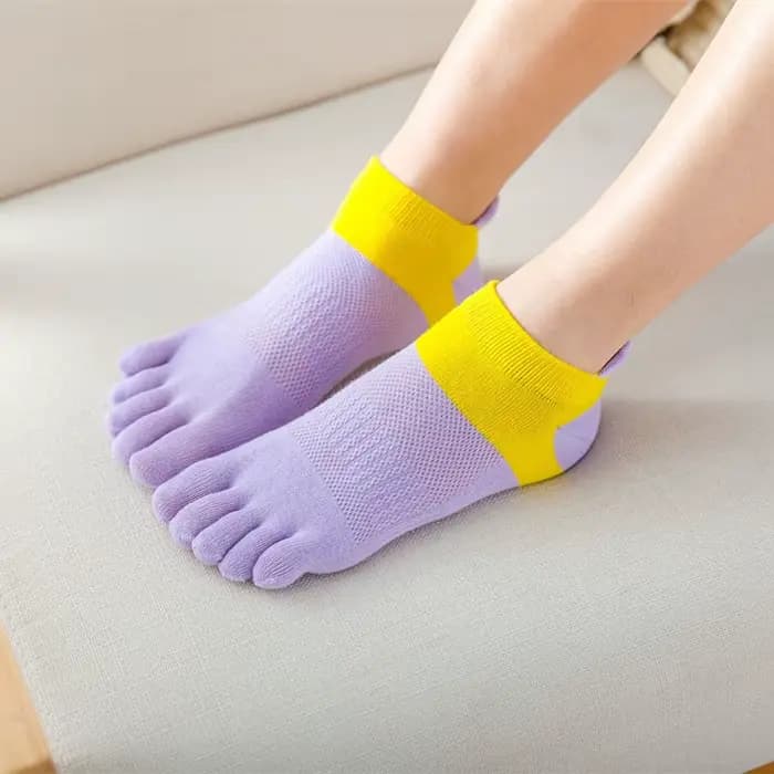 Chaussettes de sport respirantes en coton à cinq doigts pour femmes