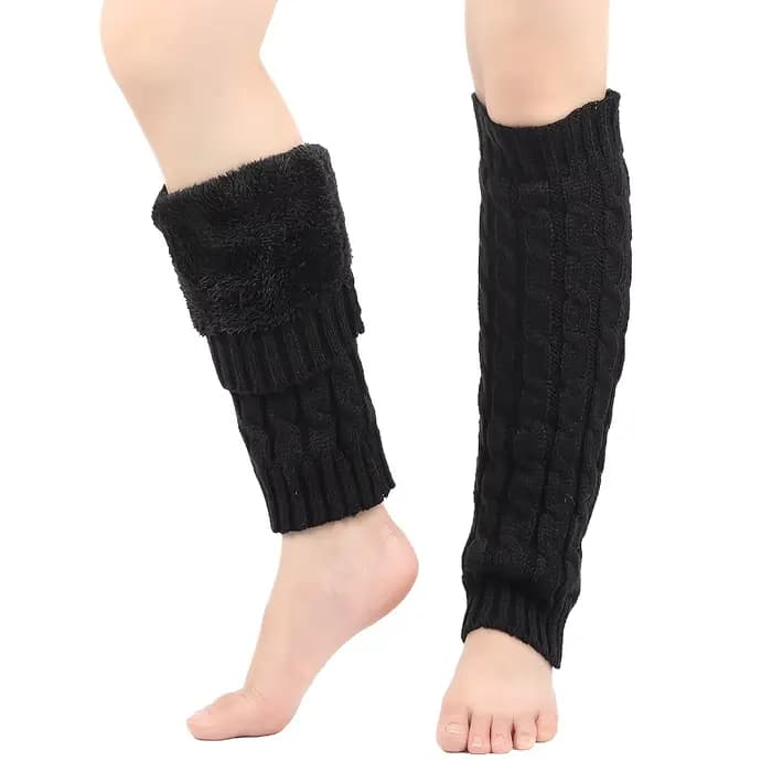 Collants thermiques jusqu'aux genoux pour femmes, chauffe-hiver doublés en polaire avec semelle antidérapante, coupe côtelée, pour le bureau et les temps froid décontracté