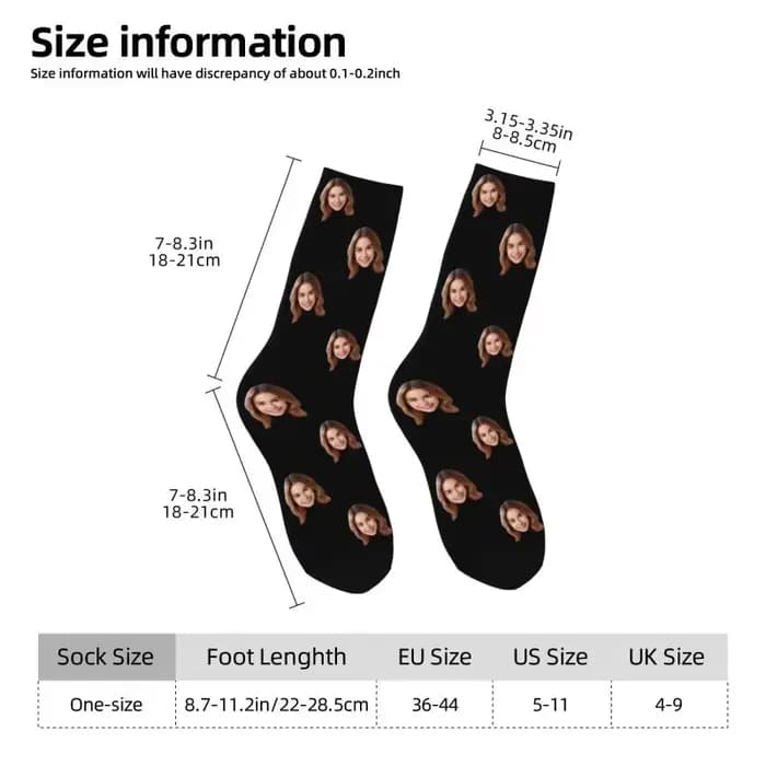 Chaussettes personnalisées avec Photo de visage pour hommes et femmes