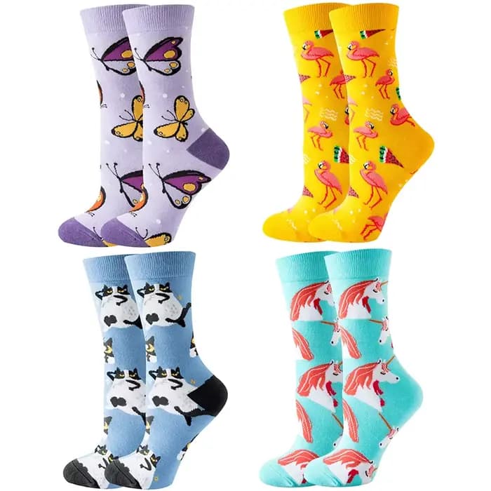 Chaussettes de sport en coton pour femmes, tube moyen créatif, motif animal et plante, chaussette mignonne colorée, cadeau merveilleux, mode de créateur drôle