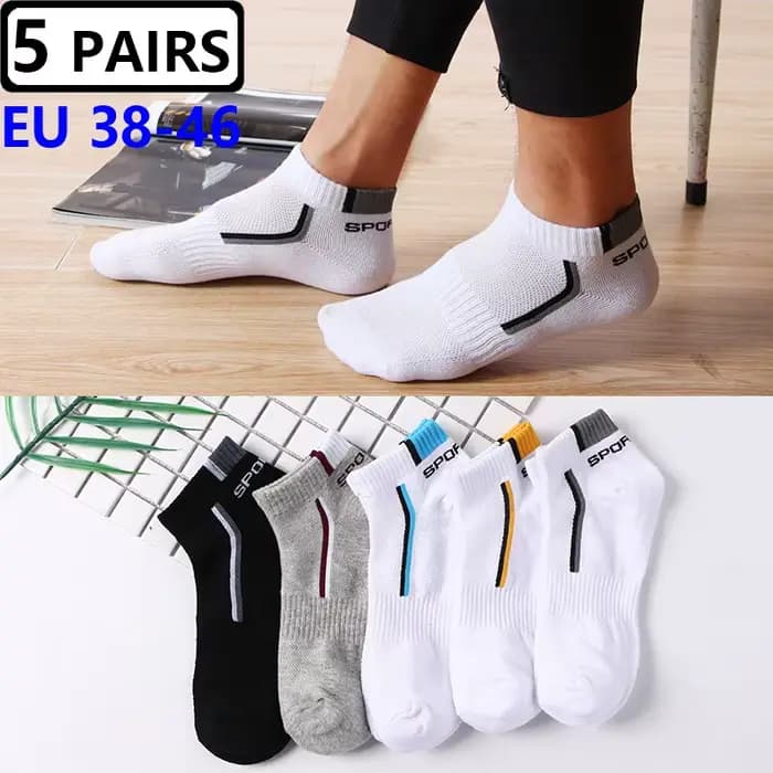 5 paires/ensemble hommes EU43-46 grande taille chaussettes Tube bas cheville