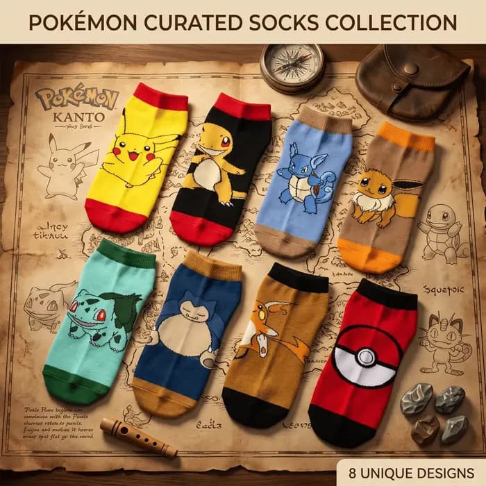 Chaussettes Pokémon en coton Pikachu Charmander Squirtle, chaussettes décontractées respirantes à coupe basse pour hommes et femmes