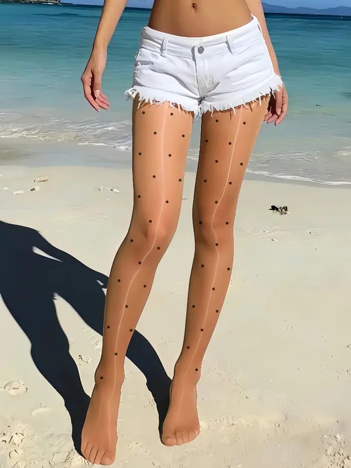 Collants noirs à pois pour femmes