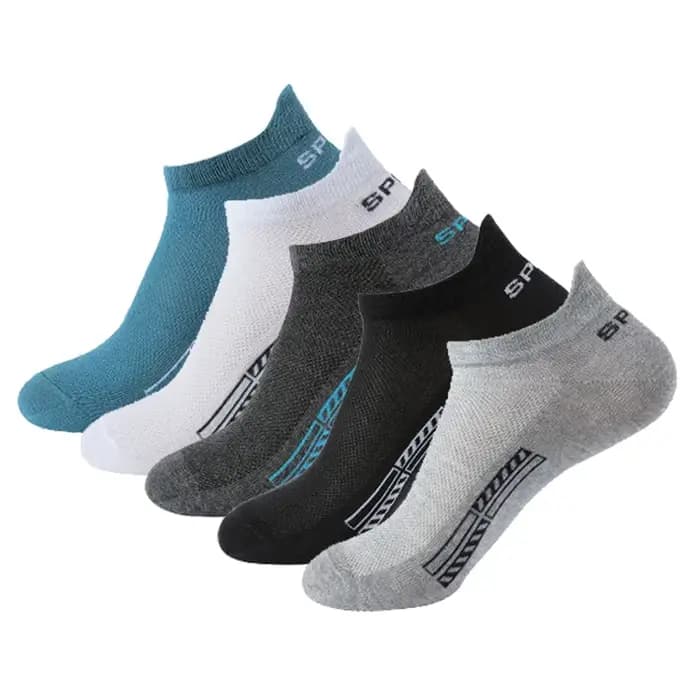 5 paires de chaussettes courtes en coton pour hommes et femmes