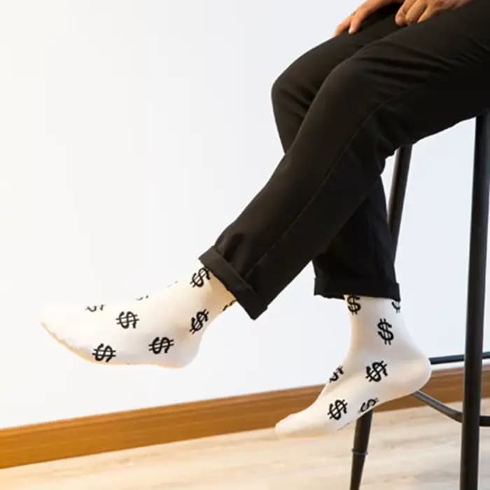 Chaussettes thermiques pour hommes, chaudes pour l'hiver, avec imprimé dollar amusant, chaussettes décontractées épaisses pour hommes, chaussettes de sport en coton noir et blanc, chaussettes pour hom
