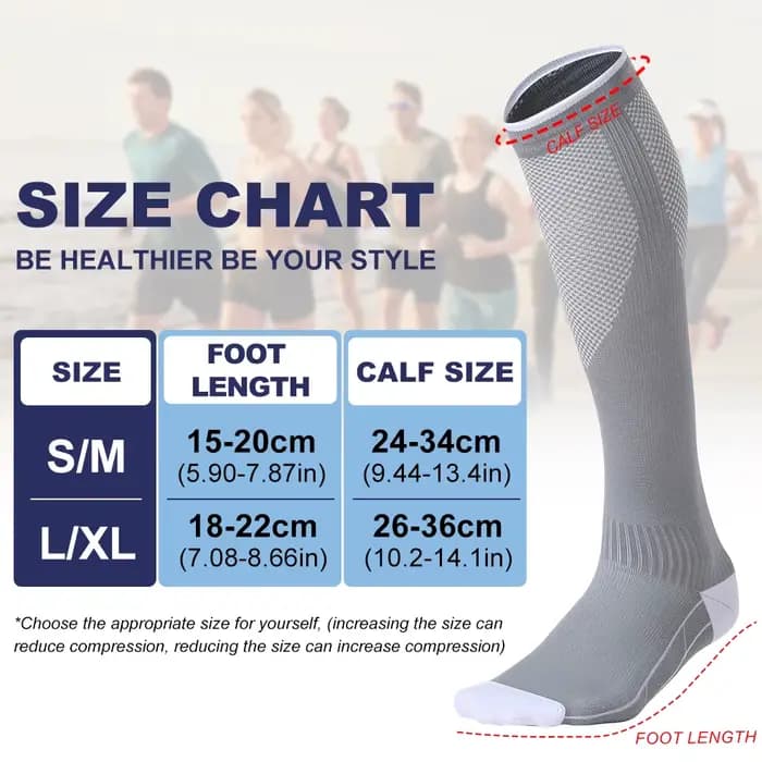 WEFITON 1 paire de chaussettes de compression pour femmes et hommes 20-30 mmHg-chaussettes de soutien de