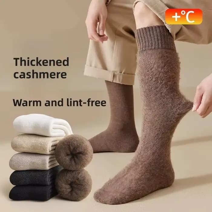 Cadeaux chaussettes de mollet en cachemire épaissi pour hommes couleur unie outils chauds
