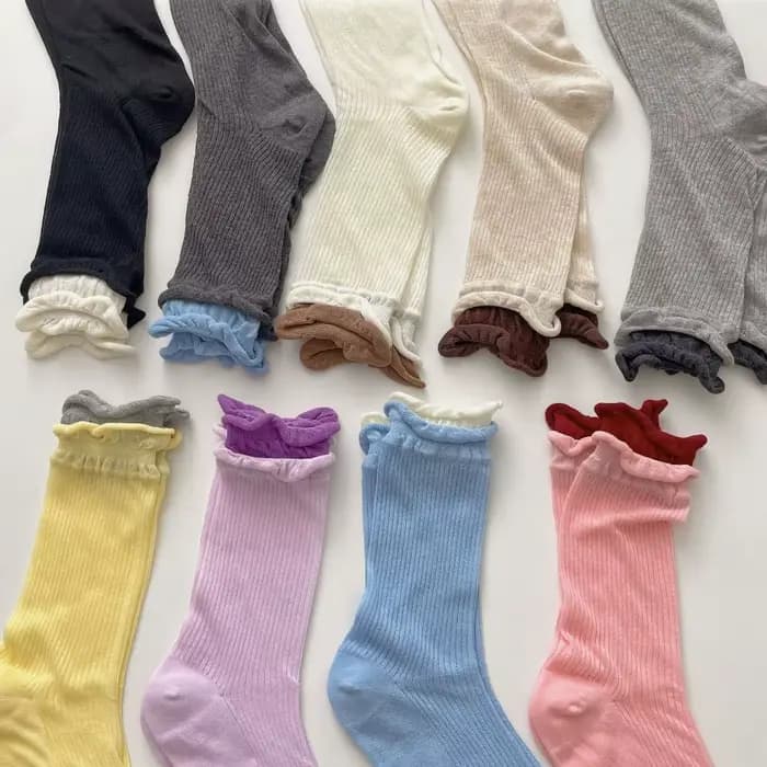 Chaussettes mi-mollet côtelées doubles assorties pour femmes