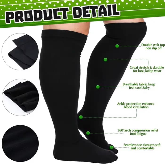 1 paire de chaussettes de Compression de mollet Extra larges pour femmes et hommes