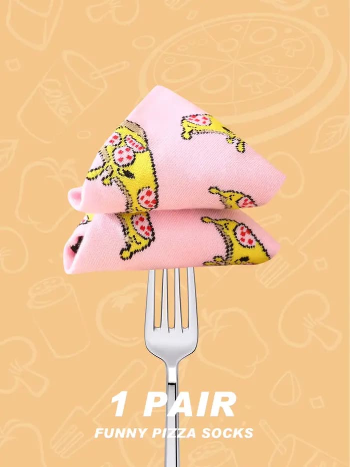 1 paire de chaussettes unisexes coupe moyenne pizza avec un roman et particulière cadeau de vacances créatif et intéressant Convient pour le pâques
