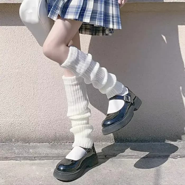 Jambières Lolita pour femme, chaussettes chaudes, couvre-pieds, blanc, noir, chaussettes au crochet pour femme, poignets de botte, 40 cm, 50 cm, 70cm, automne, hiver