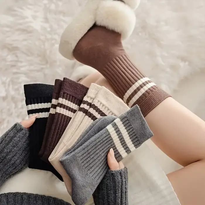 5paris rétro doux rayure chaussettes élastique respirant coton