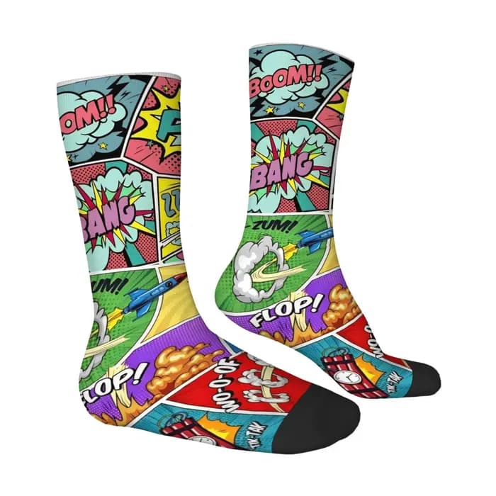 Chaussettes pour hommes à imprimé pop art cartoon