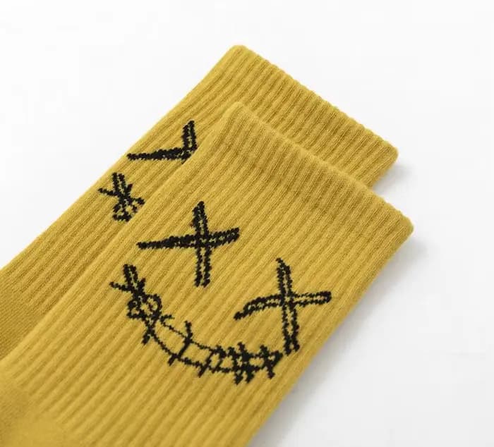 Chaussettes de basket-ball en coton avec visage brodé pour hommes
