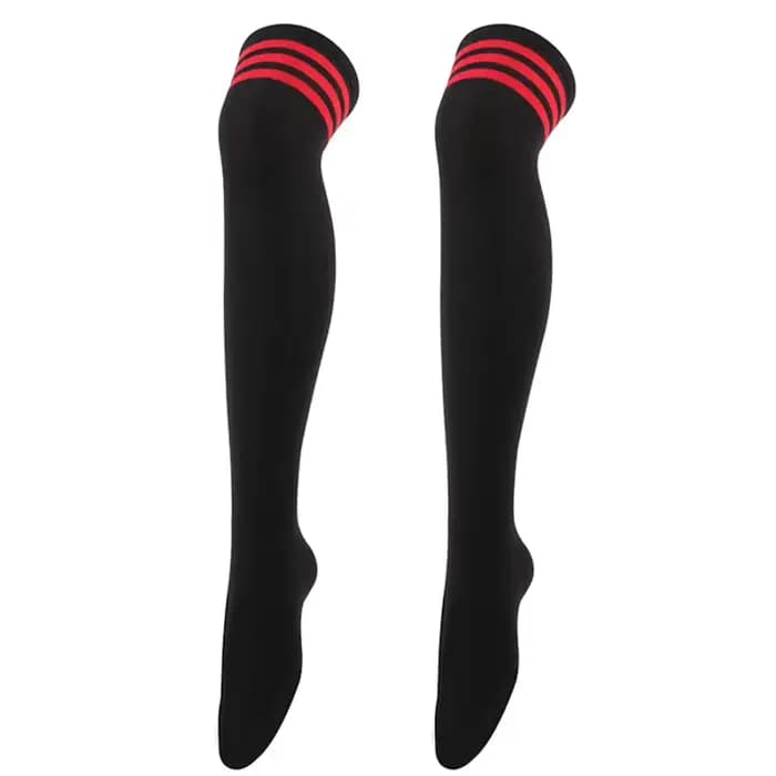 Chaussettes longues rayées noires/blanches pour femmes