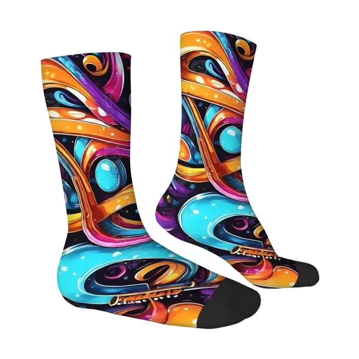 Chaussettes mi-mollet pour hommes avec imprimé abstrait fluide vibrant