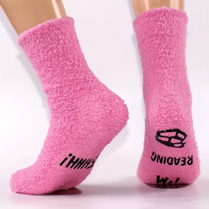 1 paire de chaussettes de sol sur le thème du livre - "Shh! Je lisends"