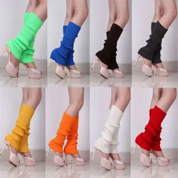 Jambières en tricot de couleur néon pour femmes des années 80