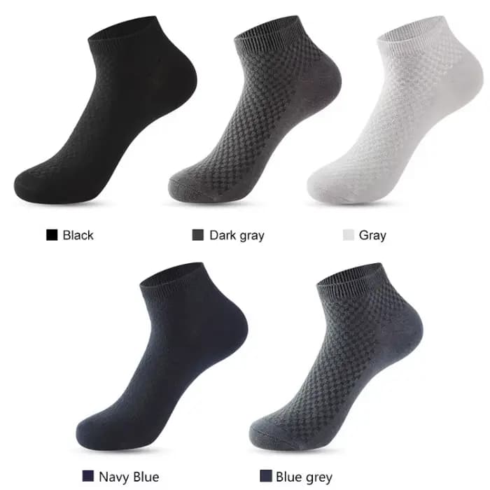 5 paires/chaussettes en tissu de bambou pour hommes chaussettes décontractées en Fiber